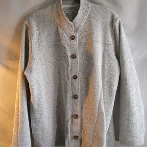 NWOT Orvis L button down cardigan heather speckle-gray